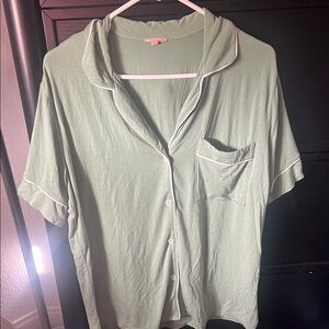 Eberjey Green Pajama Set with White Trim